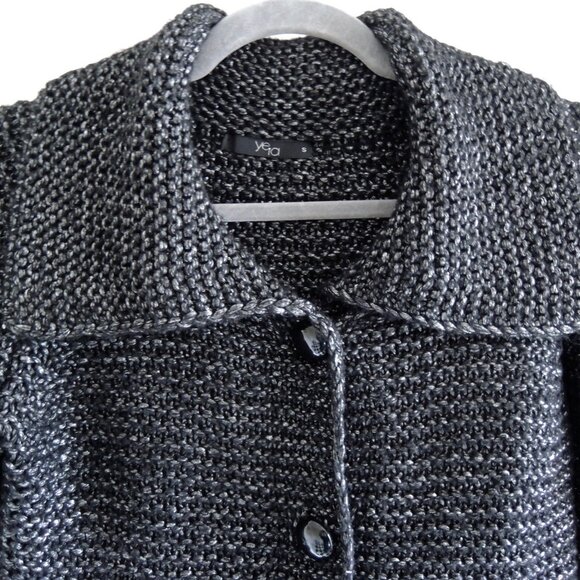 Yera Chunky Black & Silver Metalic Cardigan S - Picture 2 of 7